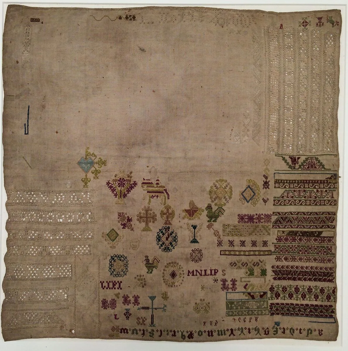 Embroidered sampler — Unknown