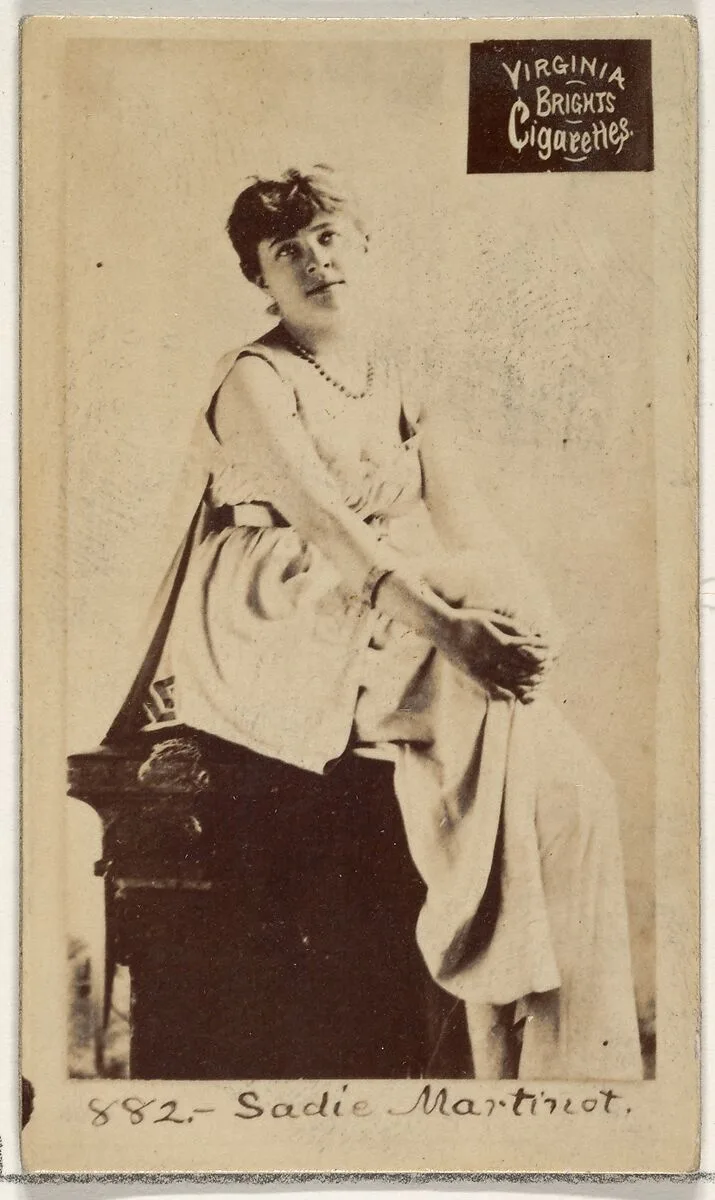 Card 882, Sadie Martinot, from the Actors and Actresses series (N45, Type 2) for Virginia Brights Cigarettes — Allen & Ginter