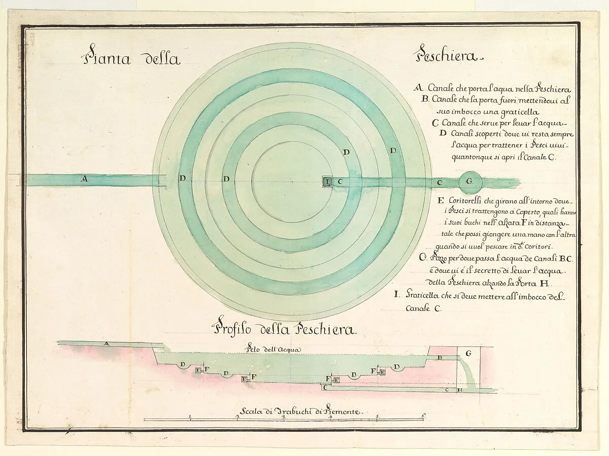 Design for a Fish-Pond in Plan and Section — Anonymous, Italian, Piedmontese, 18th century