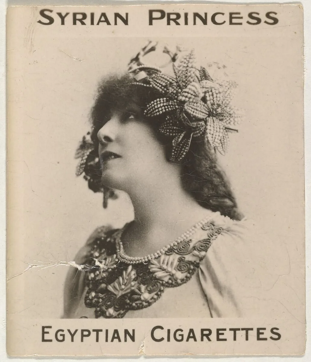 Anonymous actress, from the Actresses series (T123, Type 2), issued by Neil McCoull Co. to promote Syrian Princess Egyptian Cigarettes — Neil McCoull Co.
