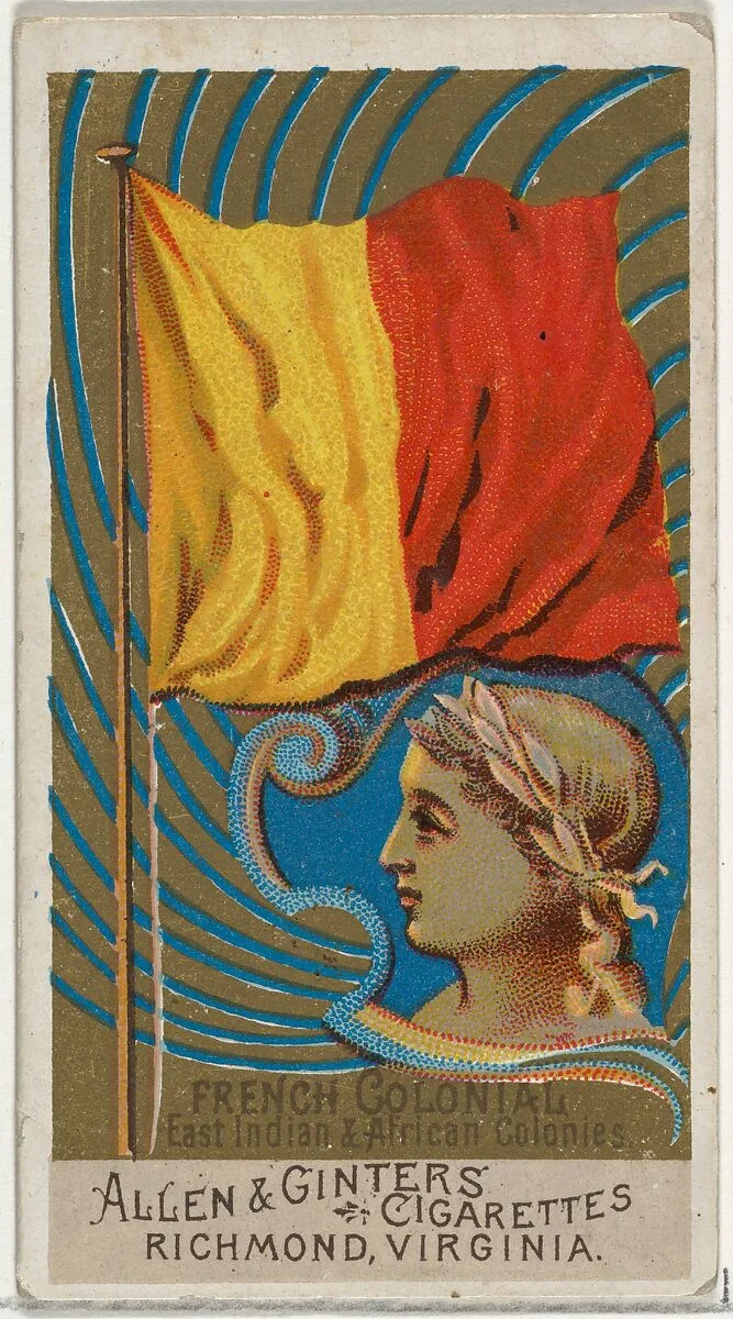 French Colonial East Indian and African Colonies, from Flags of All Nations, Series 2 (N10) for Allen & Ginter Cigarettes Brands — Allen & Ginter