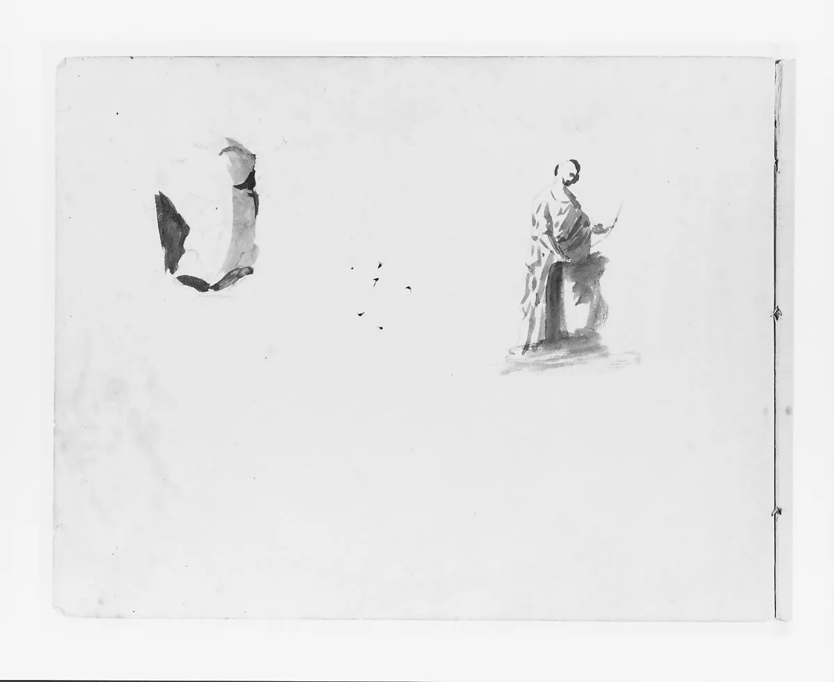 Sketch of a Male Torso; Sketch of a Full-length Male Figure (from Sketchbook) — John Quincy Adams Ward