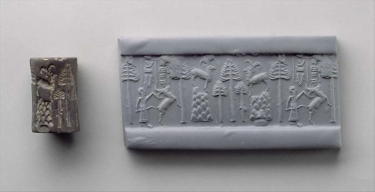 Cylinder seal and modern impression: hunting scene — Unknown