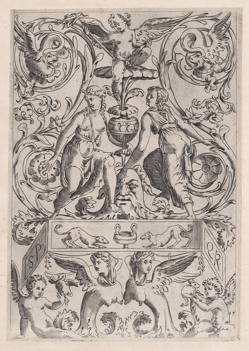 Ornamental Panel — Agostino Veneziano (Agostino dei Musi)|Raphael (Raffaello Sanzio or Santi)|Giovanni da Udine (Giovanni dei Ricamatori)