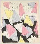 Textile Design with a Pattern of Pink, Blue, Yellow and White Hankerchiefs on a Black and White Ground