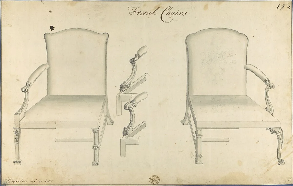 Two French Chairs, in Chippendale Drawings, Vol. I — Thomas Chippendale