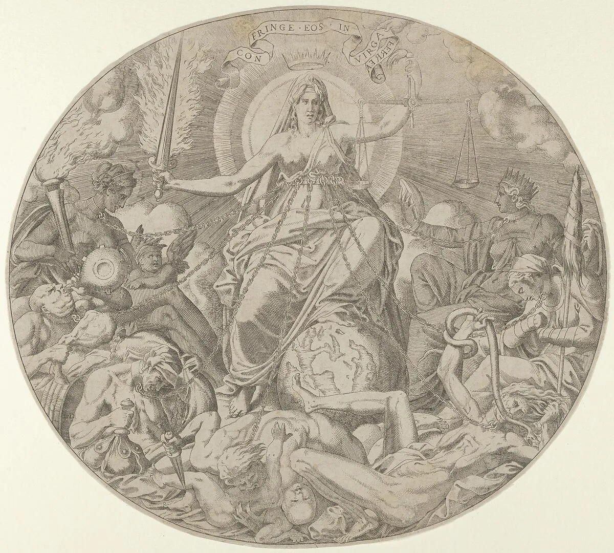 Justice, frontispiece from the "Seven Deadly Sins" — Léon Davent|Luca Penni
