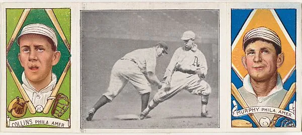 "Collins Easily Safe," with Edward T. Collins and Daniel Murphy, from the series Hassan Triple Folders (T202) — Hassan Cigarettes