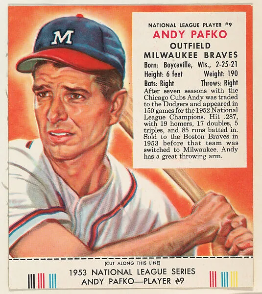 Andy Pafko, from the Red Man All-Star Team series (T233), issued by Red Man Chewing Tobacco — Red Man Chewing Tobacco