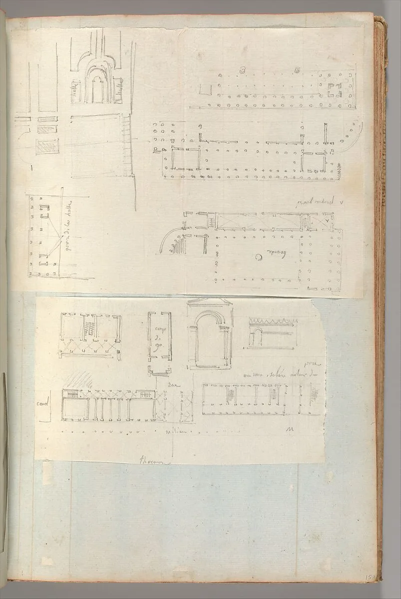 Page from a Scrapbook containing Drawings and Several Prints of Architecture, Interiors, Furniture and Other Objects — Charles Percier|Pierre François Léonard Fontaine
