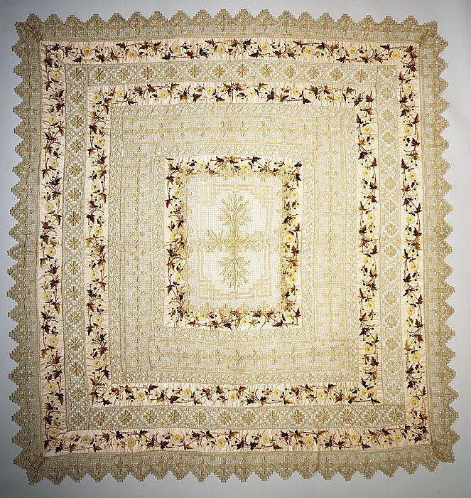 Coverlet and two matching bolster covers — Unknown