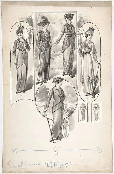 Designs for Five Women's Dresses — A. Foa