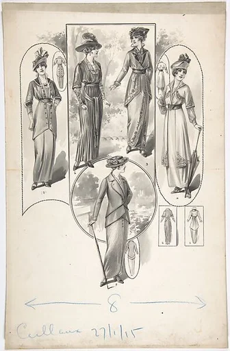 Designs for Five Women's Dresses
