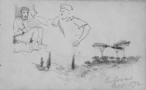Men; Landscape with Pines, Certosa
