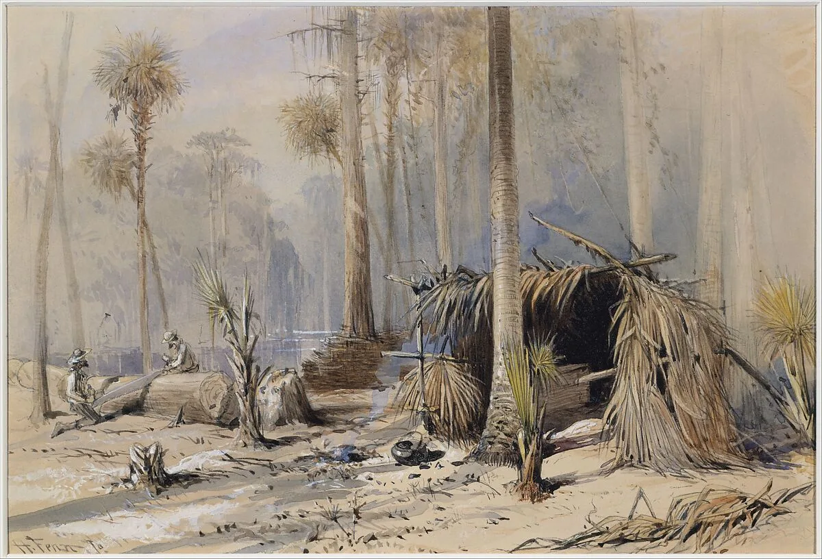 The Cypress-Shingle Yard, Ocklawaha River, Florida — Harry Fenn