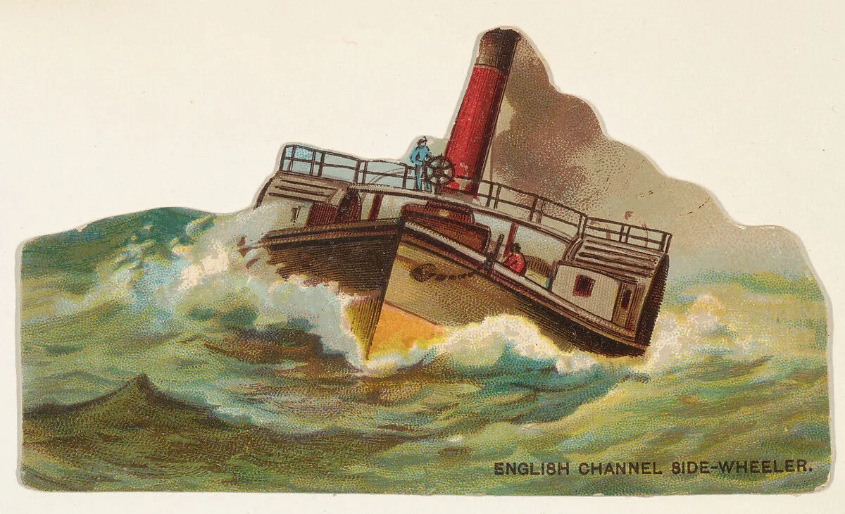 English Channel Side-Wheeler, from the Types of Vessels series (N139) issued by Duke Sons & Co. to promote Honest Long Cut Tobacco — W. Duke, Sons & Co.|Giles|Knapp & Company