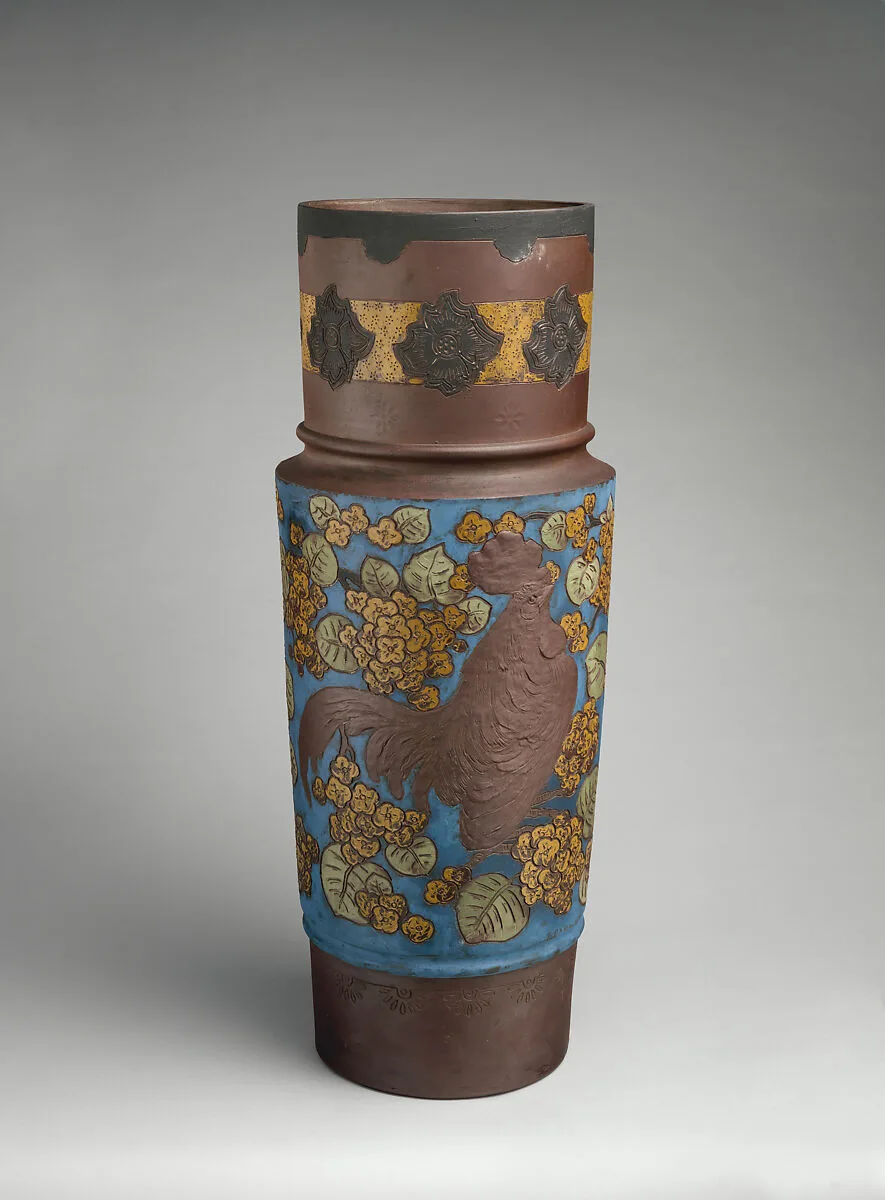 Vase with rooster — Ernest Chaplet|Haviland & Co.|Edouard-Alexandre Dammouse