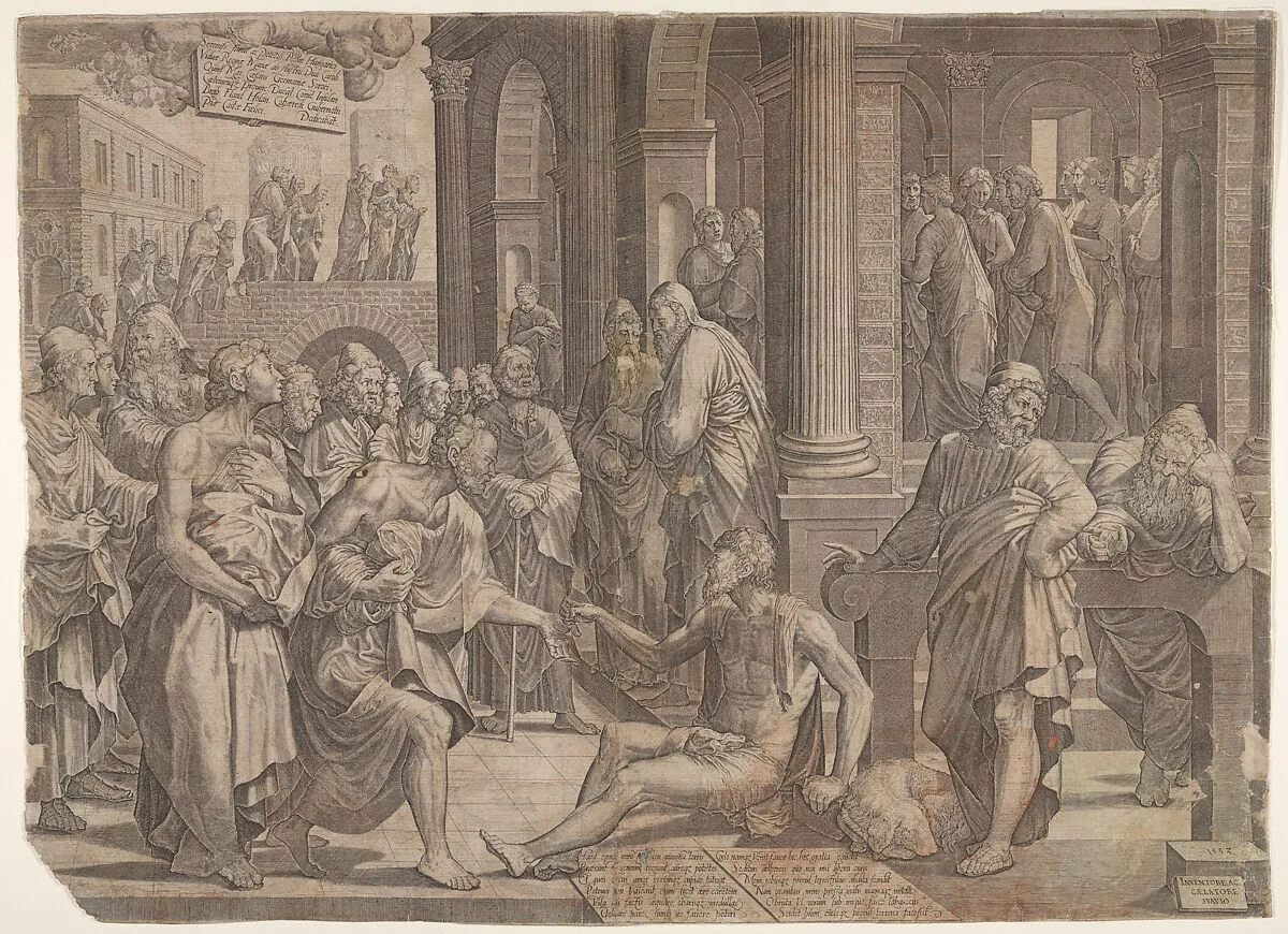 Saint John and Saint Peter Healing the Cripple — Lambert Suavius