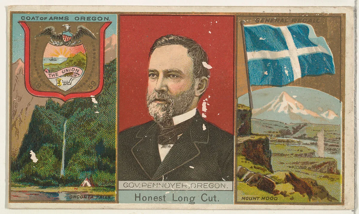 Governor Pennoyer, Oregon, from "Governors, Arms, Etc." series (N133-1), issued by Duke Sons & Co. — W. Duke, Sons & Co.