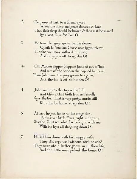"A Fox Went Out"―Second Page Design — Paul Vincent Woodroffe|Joseph Samuel Moorat