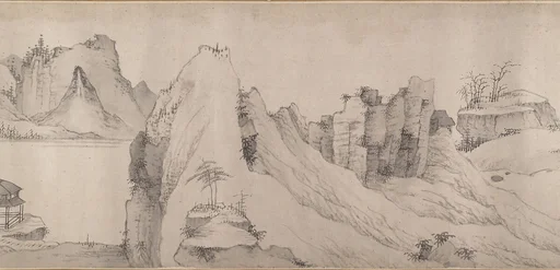 清 傳弘仁 寺橋山色圖 卷|River Scene in Winter