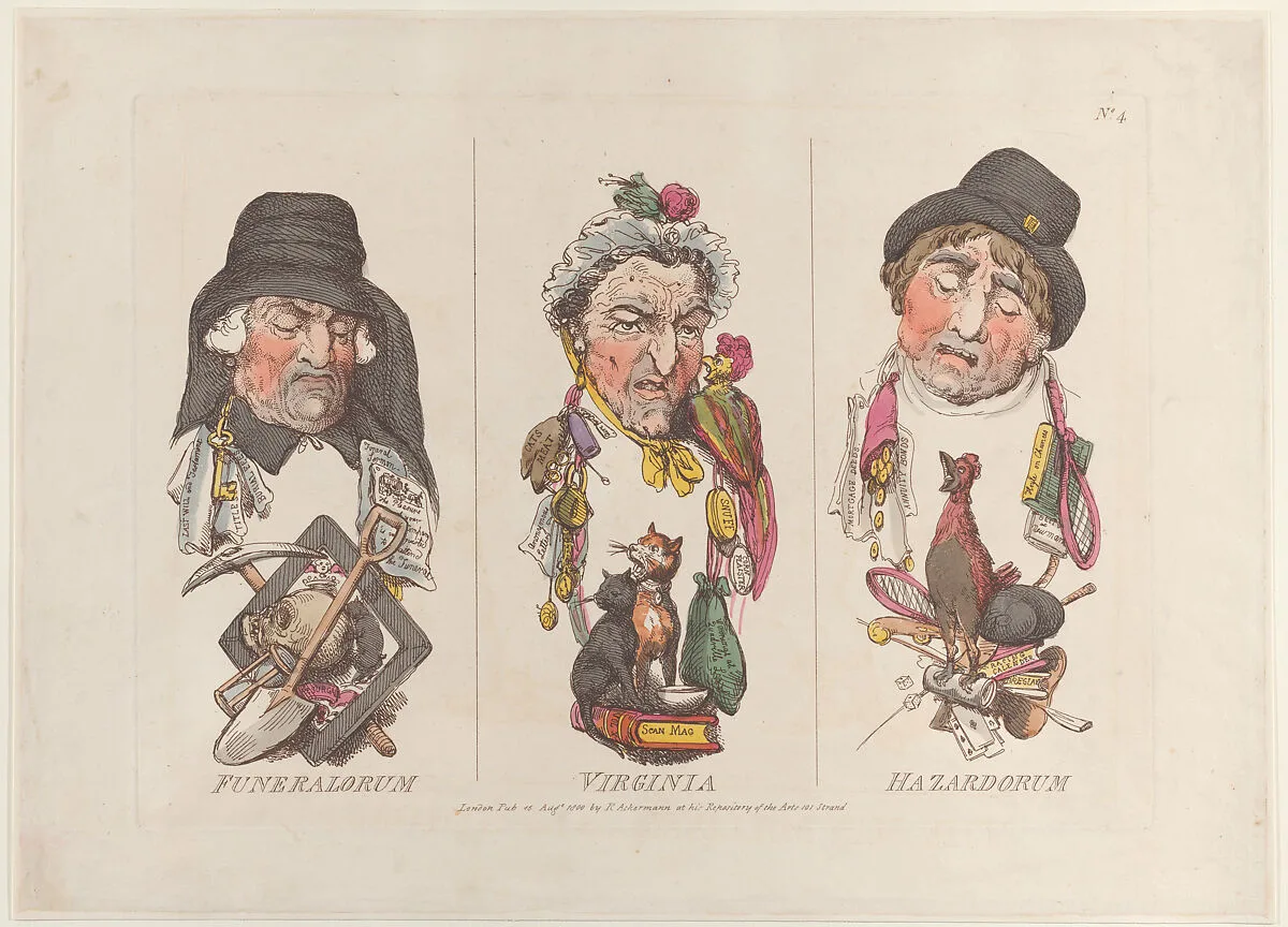 Funeralorum, Virginia, Hazardorum — Rudolph Ackermann, London|Thomas Rowlandson