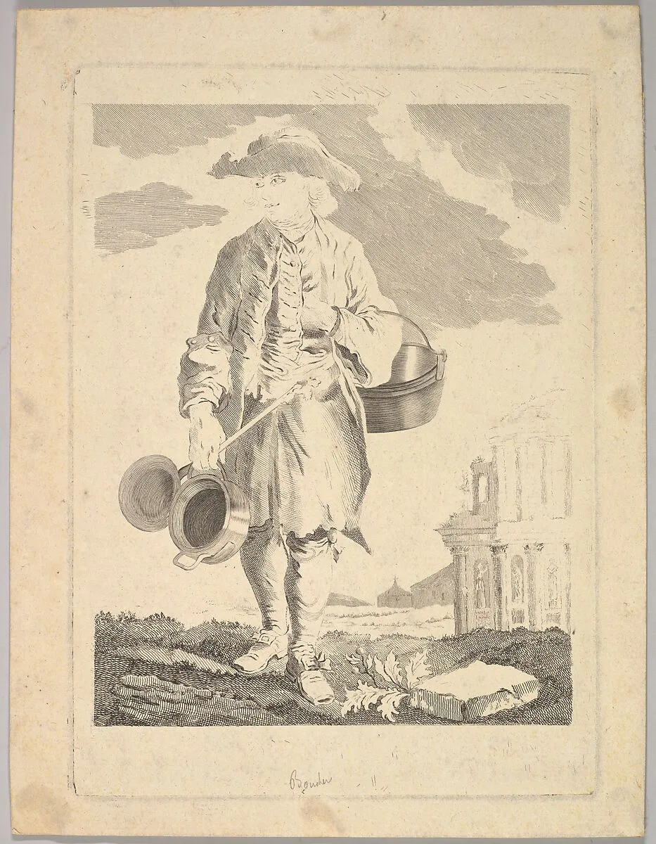 Standing man holding kettles — François Boucher|Anonymous, French, 18th century