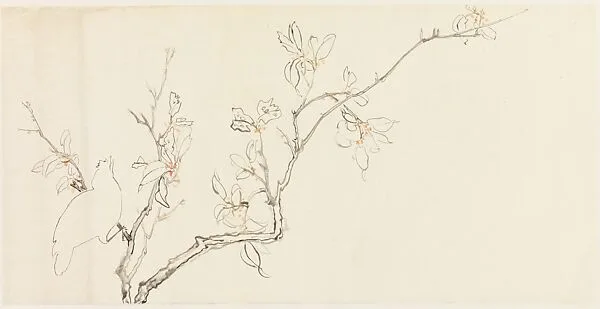 現代 謝稚柳 花枝幽禽圖 鏡片|Bird on a Branch — Xie Zhiliu