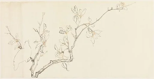 現代 謝稚柳 花枝幽禽圖 鏡片|Bird on a Branch