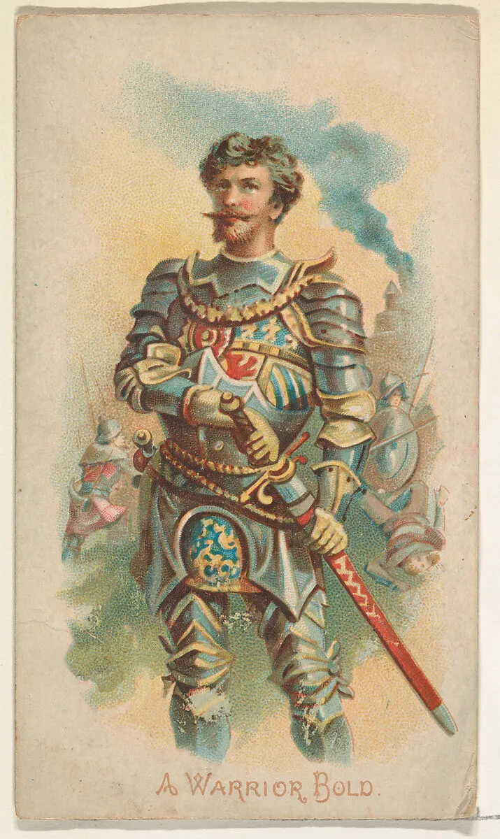 A Warrior Bold, from the Illustrated Songs series (N116) issued by W. Duke, Sons & Co. to promote Honest Long Cut Tobacco — American Tobacco Company|W. Duke, Sons & Co.|George S. Harris & Sons