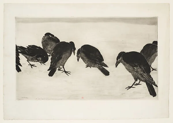 Ravens in the Snow — Henri-Charles Guérard