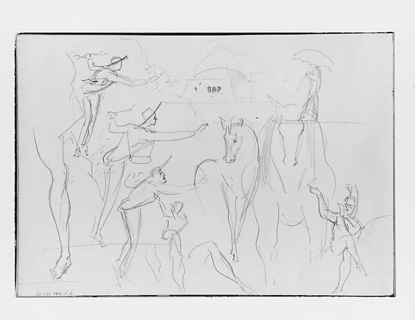 Man, Horse (from Switzerland 1870 Sketchbook) — John Singer Sargent