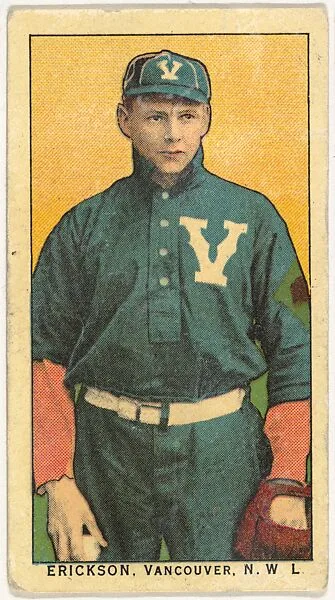 Erickson, Vancouver, Northwestern League, from the "Obak Baseball Players" set (T212), issued by the American Tobacco Company to promote Obak Mouthpiece Cigarettes — American Tobacco Company