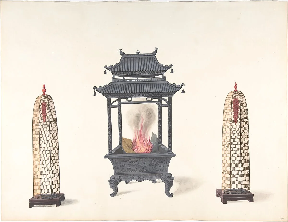 Small Stove and Two Tall Objects — Anonymous, Chinese, 19th century