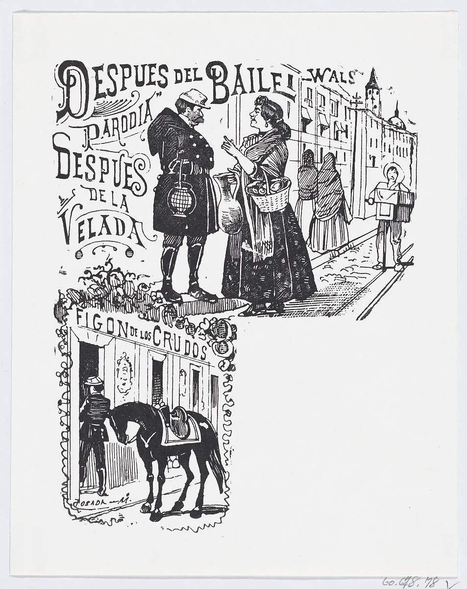 A man and woman speaking on the street — José Guadalupe Posada|José Sanchez