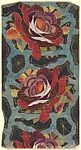 Pattern with Red and Purple Roses Against a Blue and Black Background — Anonymous, French, 20th century
