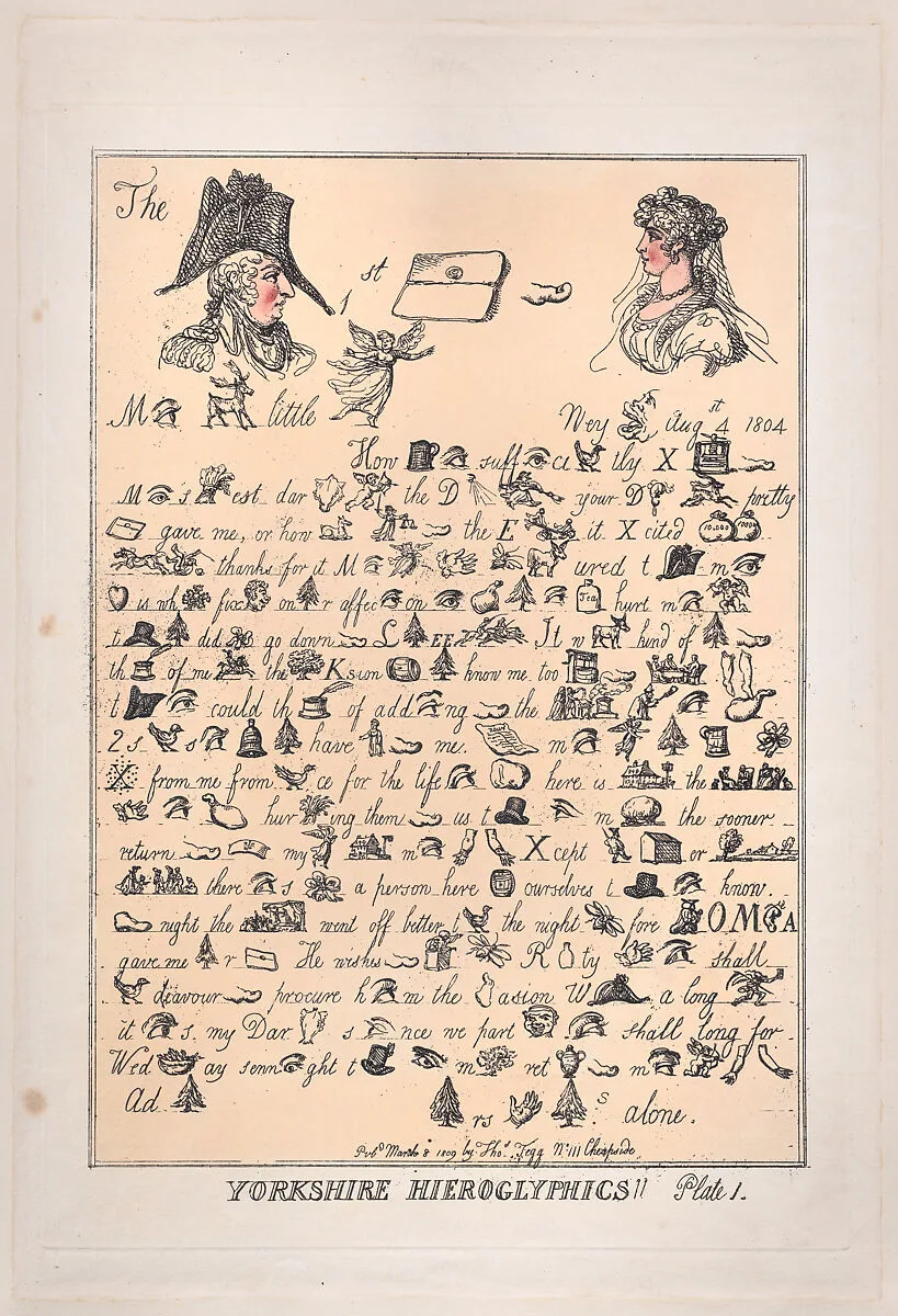Yorkshire Hieroglyphics, Plate 1 — Prince Frederick Augustus, Duke of York and Albany|Mary Anne Clarke|Thomas Tegg|Thomas Rowlandson