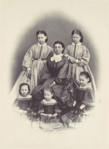 [Portrait of a Seated Woman Surrounded by Five Girls, Seated and Standing]