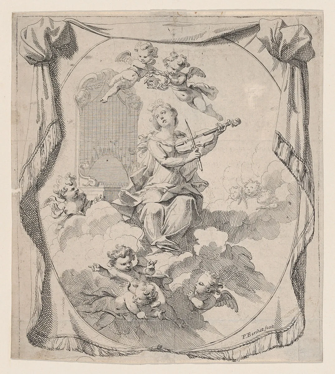 St. Cecilia on Clouds Upheld by Angels — Peter Berchet
