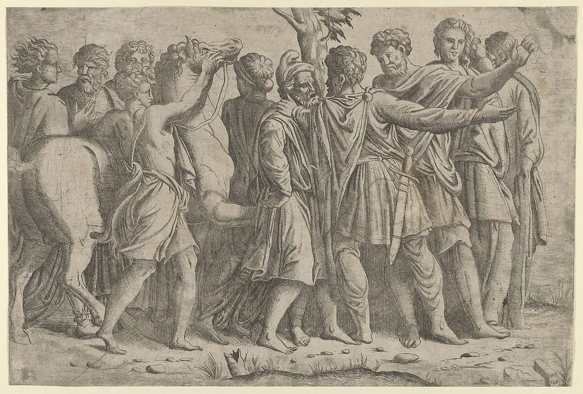 Group of Roman Figures — Master IQV|Polidoro da Caravaggio