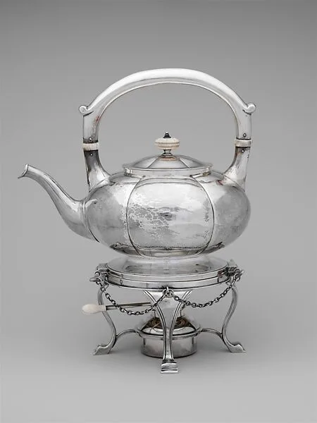 Teakettle on stand — James T. Woolley