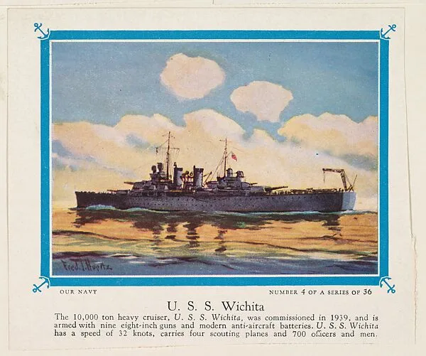 No. 4, U. S. S. Wichita, collector card from the Our Navy series (D62), issued by the Kelley Baking Company — Kelley Baking Company