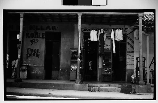 [Pool Room and Clothing Store Under Colonnade, Havana]