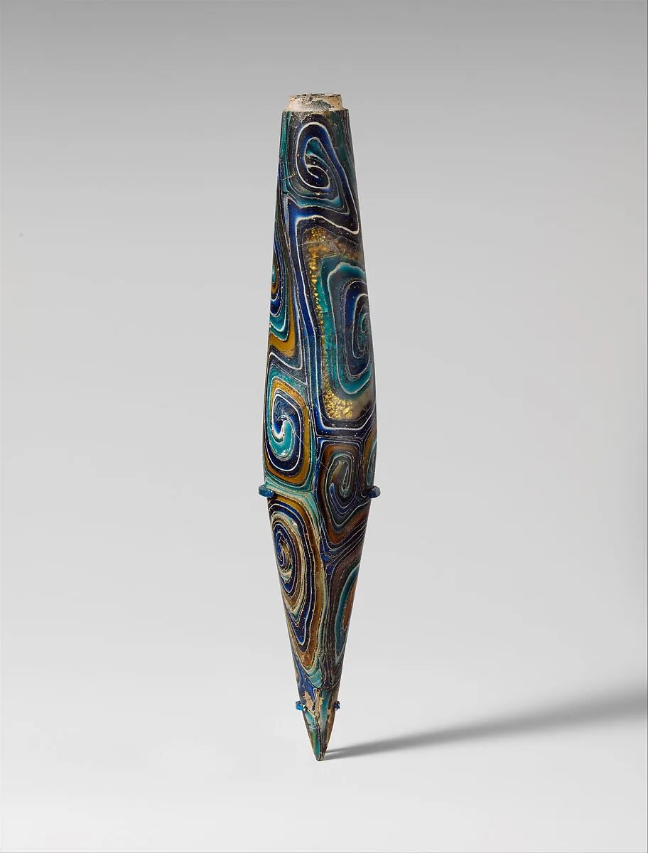Glass gold-band mosaic alabastron (perfume bottle) — Unknown