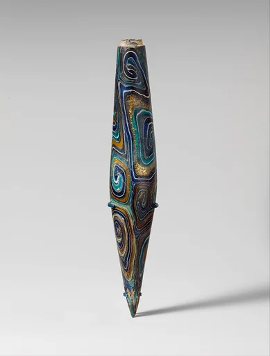 Glass gold-band mosaic alabastron (perfume bottle)
