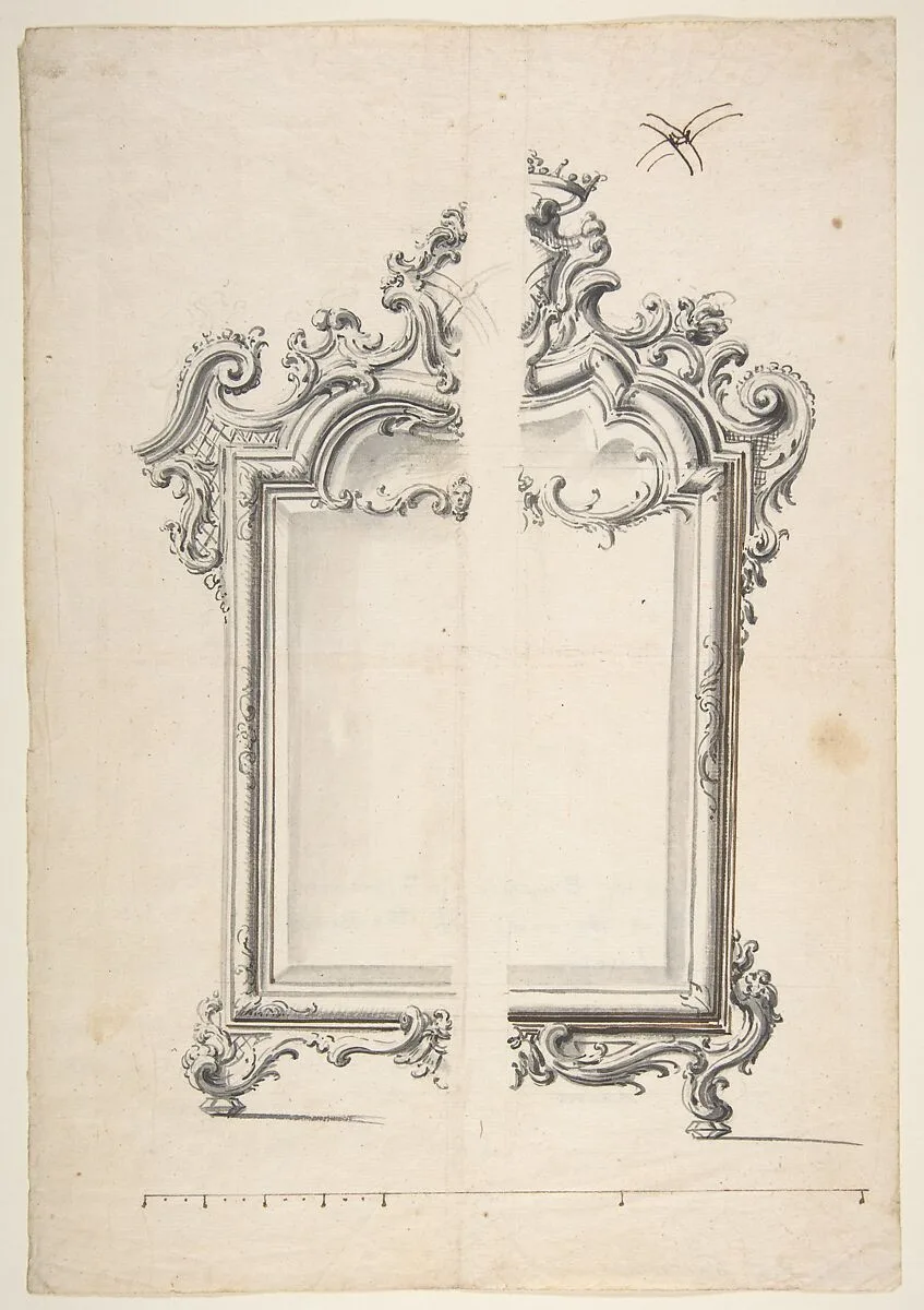 Two Alternative Designs for a Mirror or Screen with Family Coat of Arms — Giovanni Battista Natali III