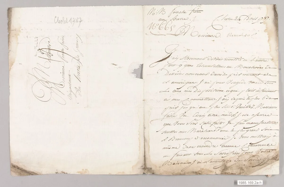 Letter with textile samples — Unknown