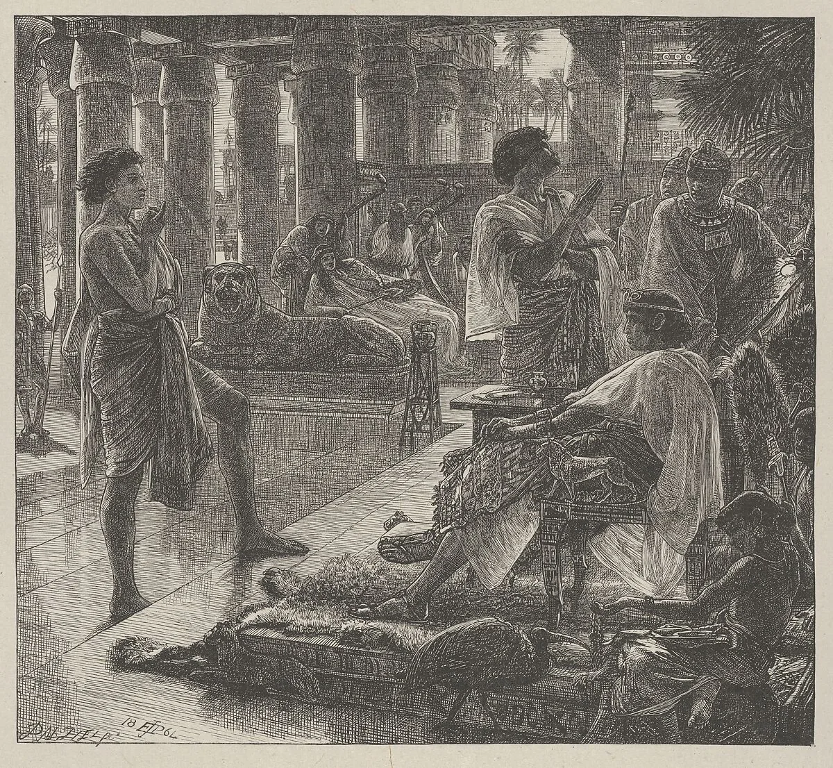 Joseph Before Pharoah, from "Dalziels' Bible Gallery" — Camden Press|Scribner and Welford|Dalziel Brothers|Sir Edward John Poynter