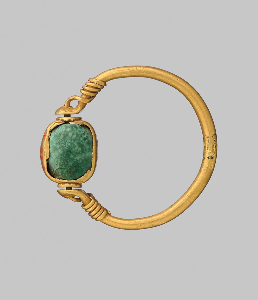 Ring with cable border, green paste — Unknown