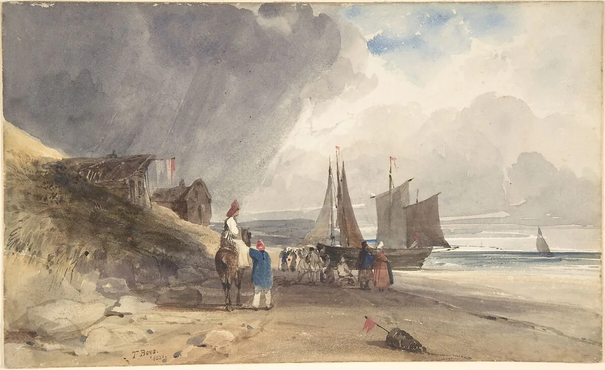 Figures on a Beach, Northern France — Thomas Shotter Boys